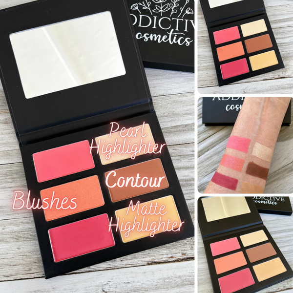 YEAR ROUND Mineral Blush, Contour and Highlight Palette- All Natural, Vegan Friendly Cosmetics