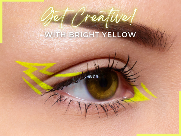 BRIGHT YELLOW Cake Eyeliner with Applicator Brush- Water Activated Eyeliner- Vegan Friendly, Cruelty Free