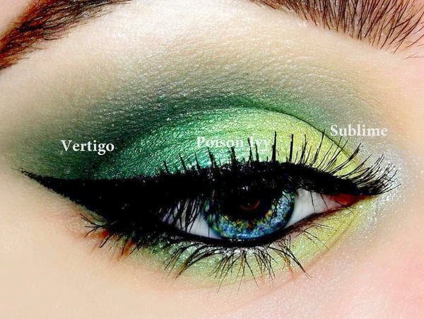 GREEN WITH ENVY Trio-  Get This Look! All Natural, Vegan Eyeshadow and Eyeliner Makeup. Cruelty Free Cosmetics.