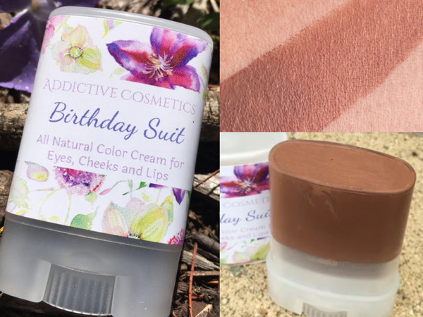 BIRTHDAY SUIT Cream Stick for Eyes, Cheeks and Lips! All Natural and Vegan Friendly.