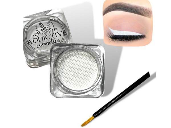 MATTE WHITE Cake Eyeliner with Applicator Brush- Water Activated Eyeliner- Vegan Friendly, Cruelty Free