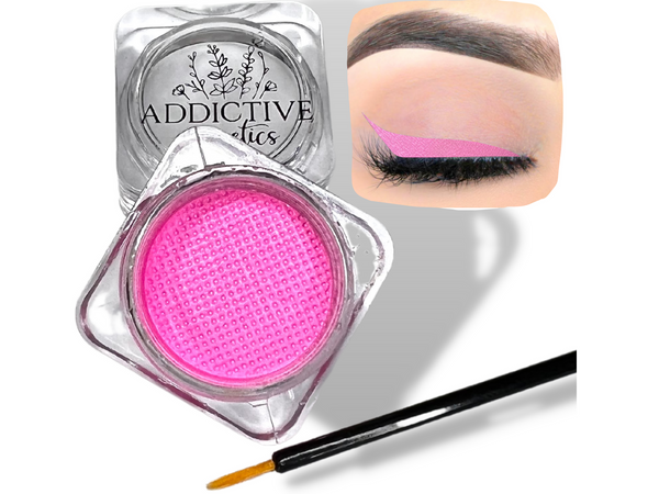 NEON BUBBLEGUM Cake Eyeliner with Applicator Brush- Water Activated Eyeliner- Vegan Friendly, Cruelty Free