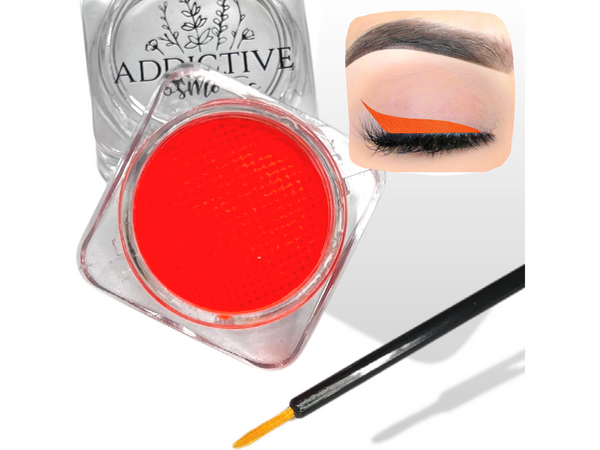 BRIGHT ORANGE Cake Eyeliner with Applicator Brush- Water Activated Eyeliner- Vegan Friendly, Cruelty Free