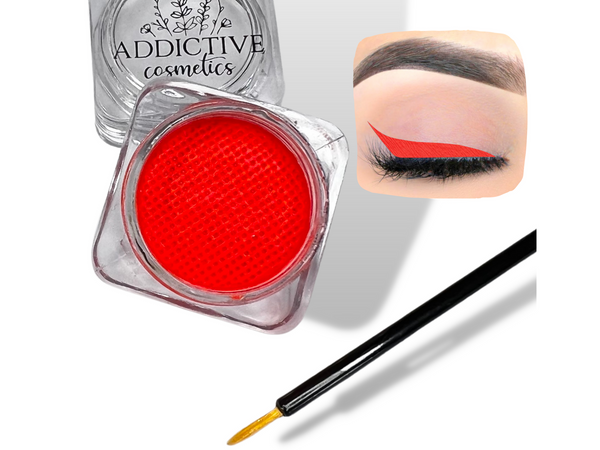 BRIGHT RED Cake Eyeliner with Applicator Brush- Water Activated Eyeliner- Vegan Friendly, Cruelty Free