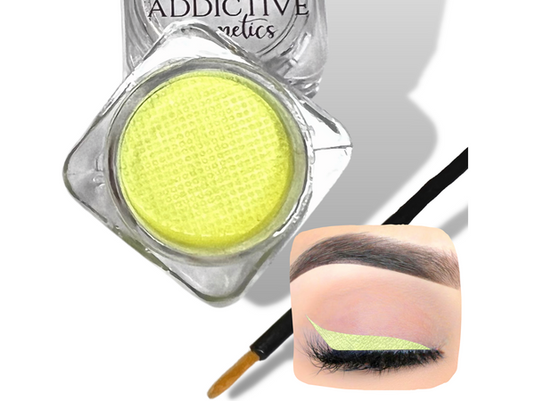 SOFT YELLOW Cake Eyeliner with Applicator Brush- Water Activated Eyeliner- Vegan Friendly, Cruelty Free