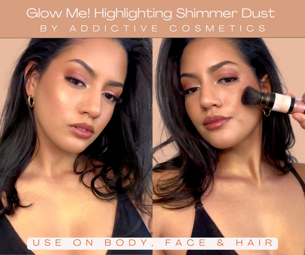 GLOW UP! Oil Free Mineral Shimmer Powder for Face, Body and Hair- Twist Up Brush- Highlighter and Bronzer- Vegan, Cruelty Free