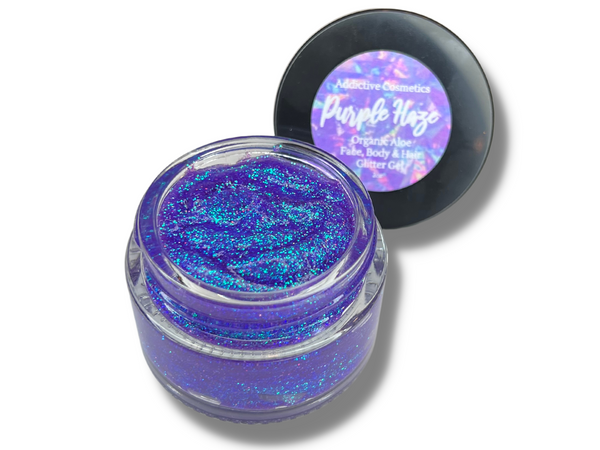 PURPLE HAZE Color Shifting All Natural Glitter Gel- Aloe based, Vegan Friendly Glitter Makeup Gel for Eyes, Face, Hair and Body!