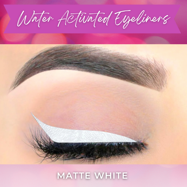 MATTE WHITE Cake Eyeliner with Applicator Brush- Water Activated Eyeliner- Vegan Friendly, Cruelty Free