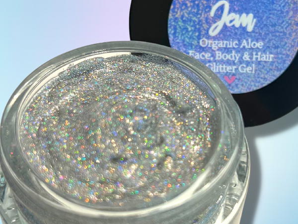JEM Holographic Aloe Glitter Gel- For Eyes, Face, Hair and Body!