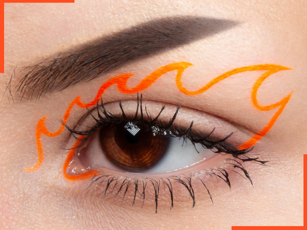 BRIGHT ORANGE Cake Eyeliner with Applicator Brush- Water Activated Eyeliner- Vegan Friendly, Cruelty Free