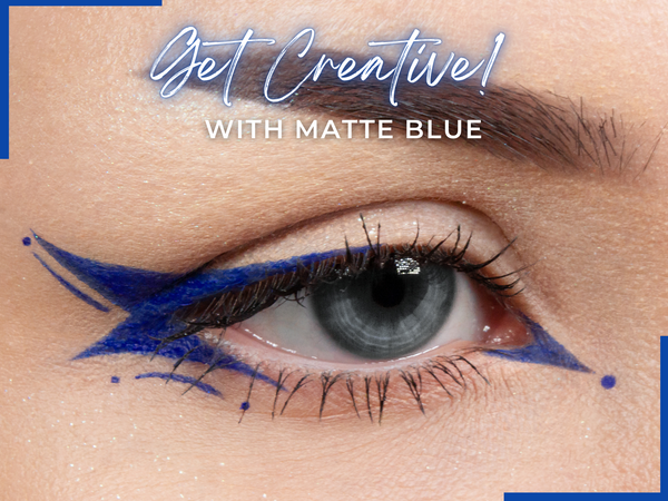 MATTE BLUE Cake Eyeliner with Applicator Brush- Water Activated Eyeliner- Vegan Friendly, Cruelty Free