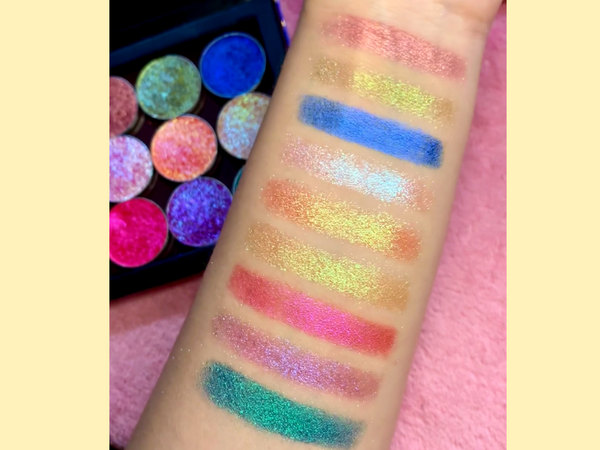 Mega MultiChrome Eyeshadow Palette- 9 Intense, Color Shifting Eyeshadows in a Magnetic Palette- Long Wear, Water Resistant- Vegan and Cruelty Free