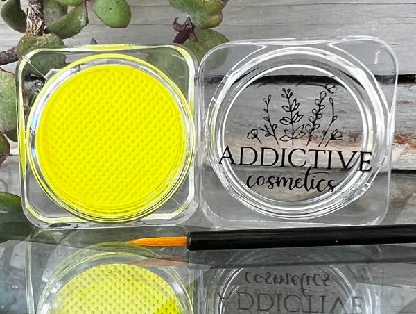 BRIGHT YELLOW Cake Eyeliner with Applicator Brush- Water Activated Eyeliner- Vegan Friendly, Cruelty Free