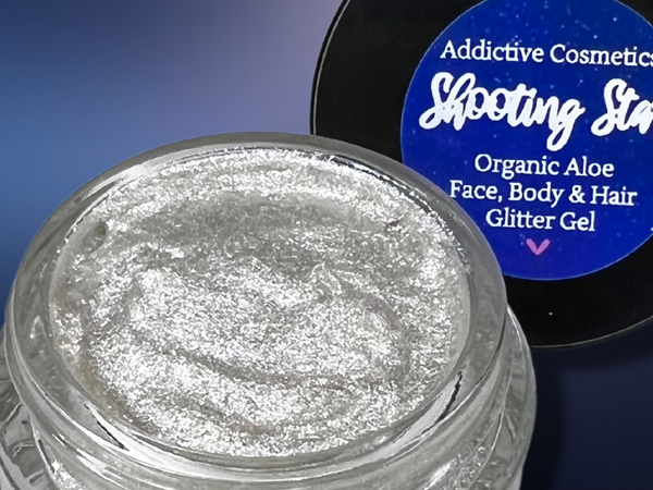 SHOOTING STAR All Natural Glitter Gel- Aloe based, Vegan Friendly Glitter Makeup Gel for Eyes, Face, Hair and Body!