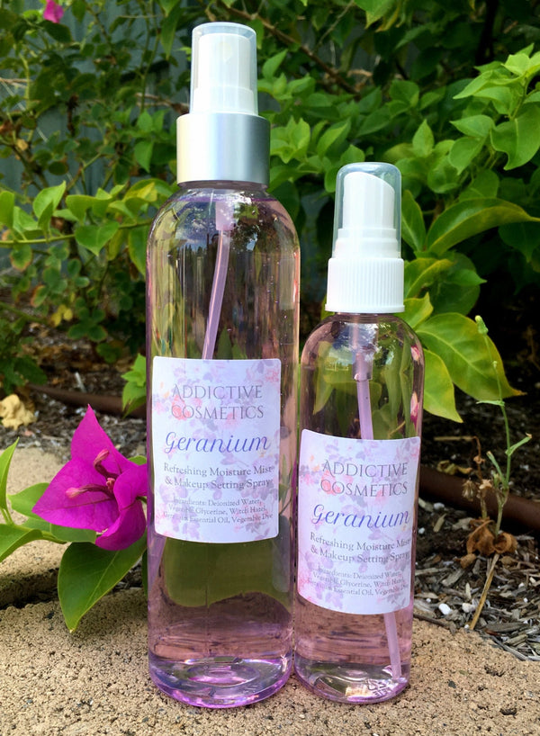 GERANIUM Refreshing Moisture Mist and Makeup Setting Spray. Great for Face, Hair & Body- See the many benefits of Geranium here...