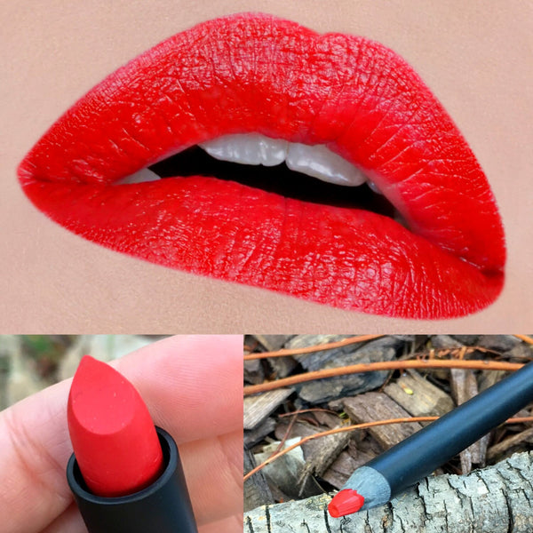 THE PERFECT RED- Lipstick and Liner. Vegan friendly.