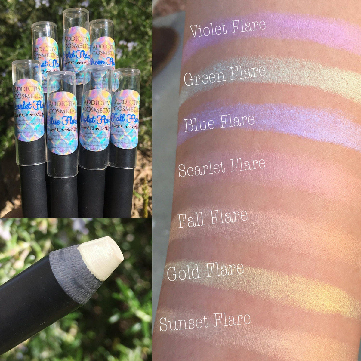 XL Flare Highlighter Stix- All Natural Color Stix - For use on Eyes, C -  Addictive Cosmetics