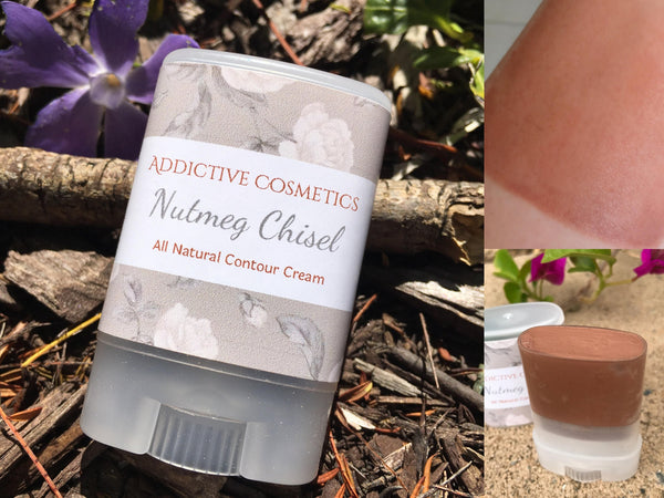 NUTMEG CHISEL Contour Cream- Use on Eyes, Cheeks and Lips! All Natural and Vegan Friendly.