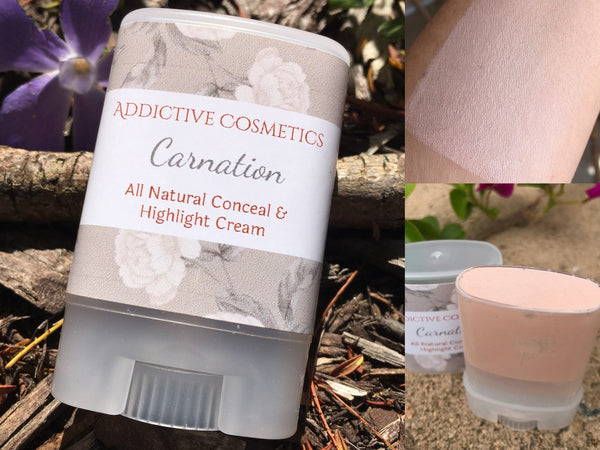 CARNATION Conceal and Highlight Cream- Use on Eyes, Cheeks and Lips! All Natural and Vegan Friendly.