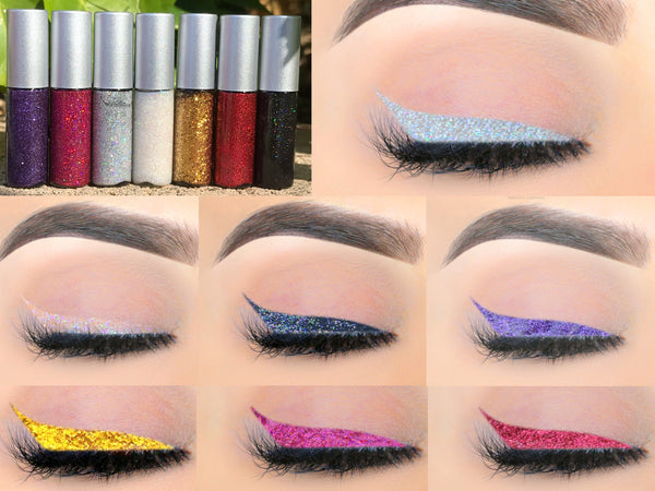 PICK 3 Mini Glitter Liquid Eyeliners- All Natural base, Vegan Friendly