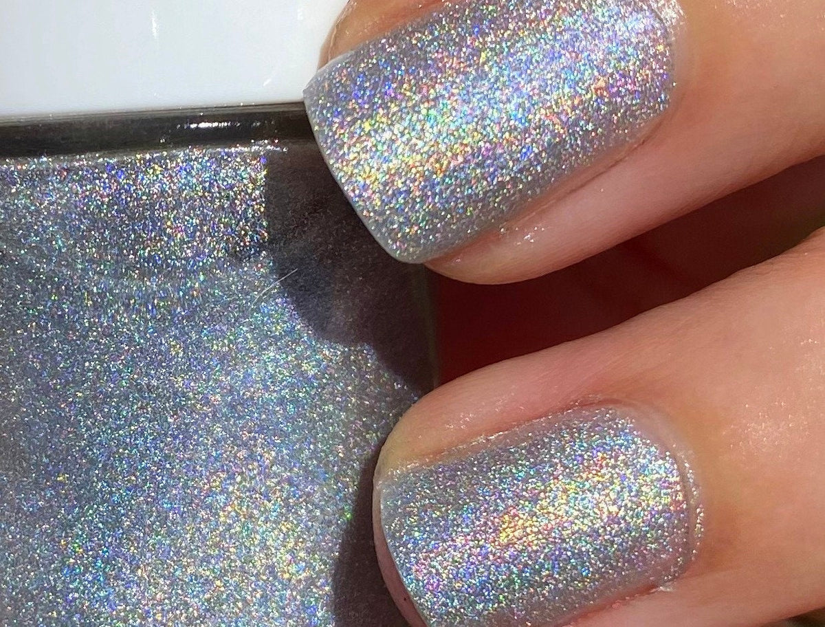 Black Holographic Glitter Nail Polish Handmade Vegan cruelty Free